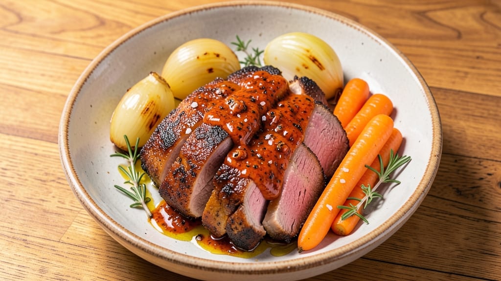 Alison Roman's Pork Shoulder Harissa Recipe: Spicy-Sweet Shreds With Crispy Celery Crowns