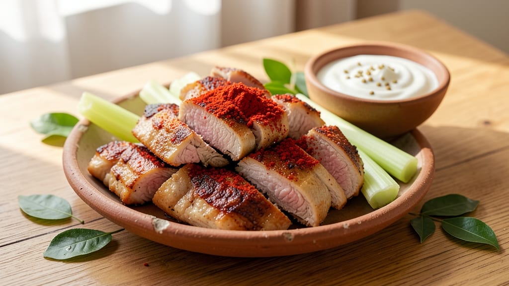Achari Pork Recipe: Spiced Yogurt Marinated Shreds With Crispy Celery Crowns