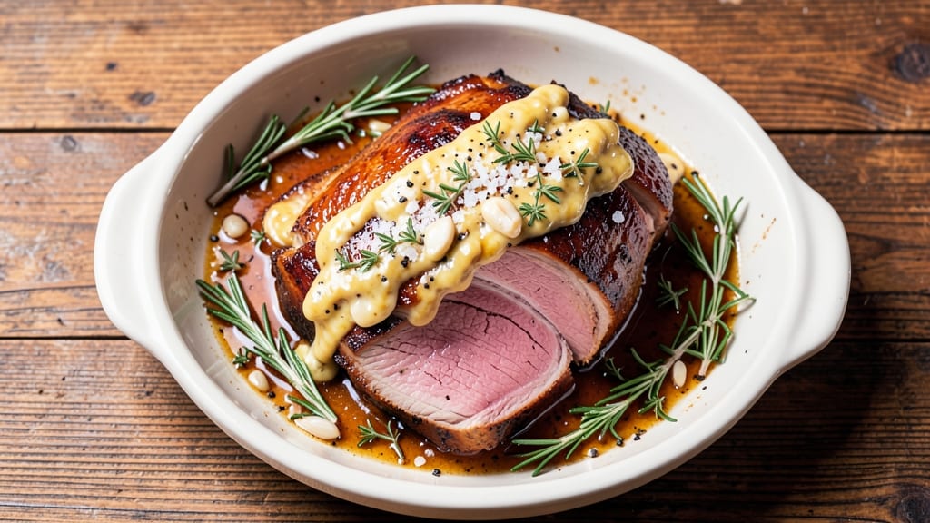 5 Lb Boneless Pork Loin Roast Recipe: Crispy Celery Crown Over Herb Butter Gravy