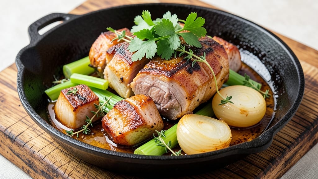 Amanda Freitag's Pork on Pork Recipe: Braised Celery Crowns Over Herbed Onion Gravy
