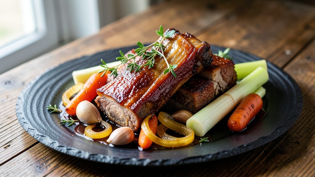 Meaty Pork Bones Recipe: Crispy Celery Crowns Over Rich Bone Broth