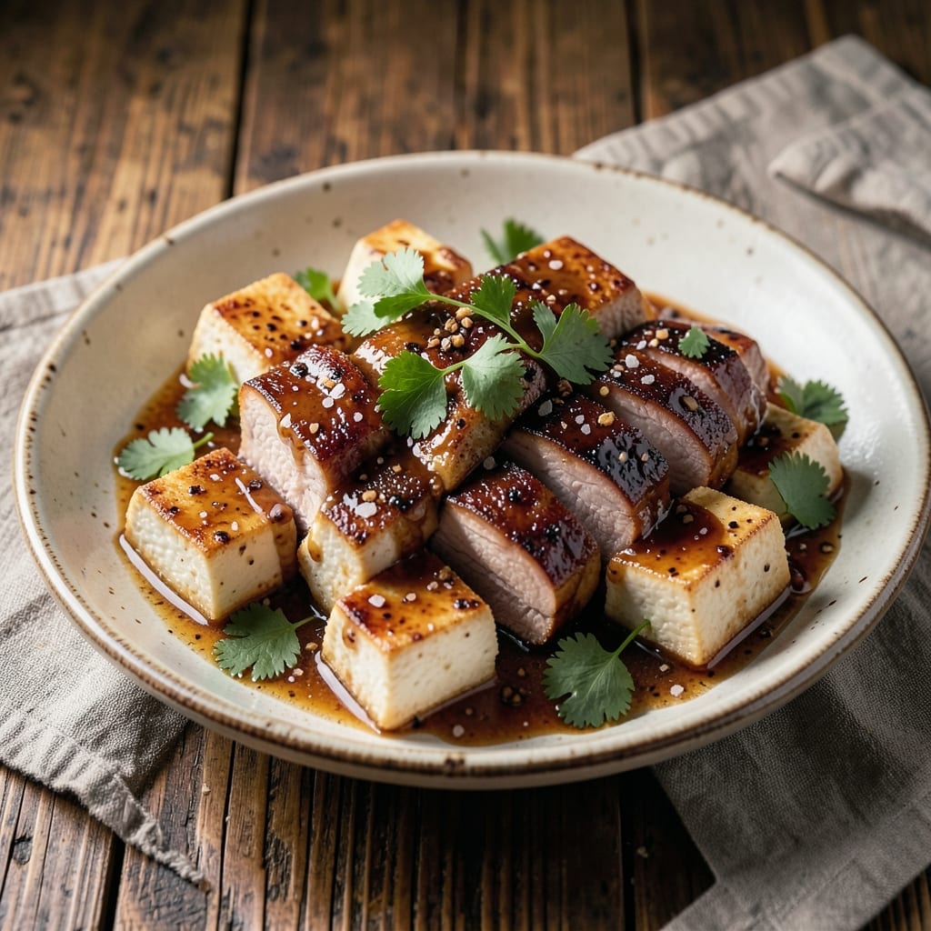 Bean Curd and Pork Recipe: Silky Tofu Braised With Savory Five-Spice Pork