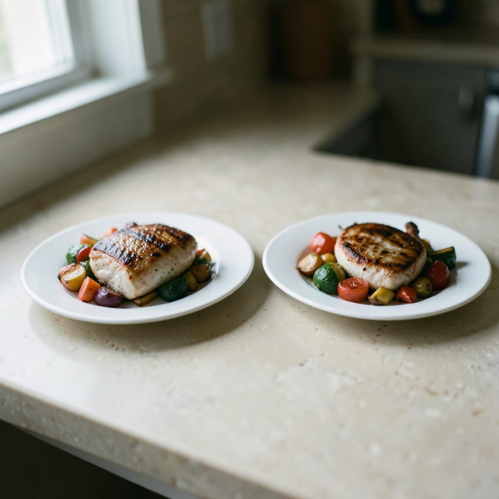Two versions of the same dish, side by side