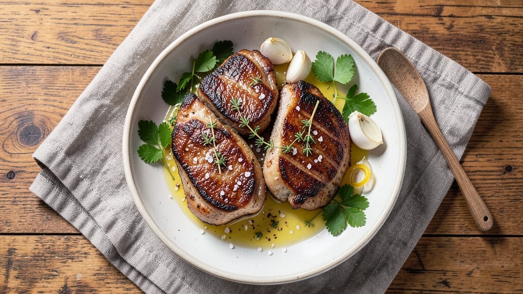 2-Inch Pork Chops Recipe: Herb Butter Sear for Juicy Pink Hearts