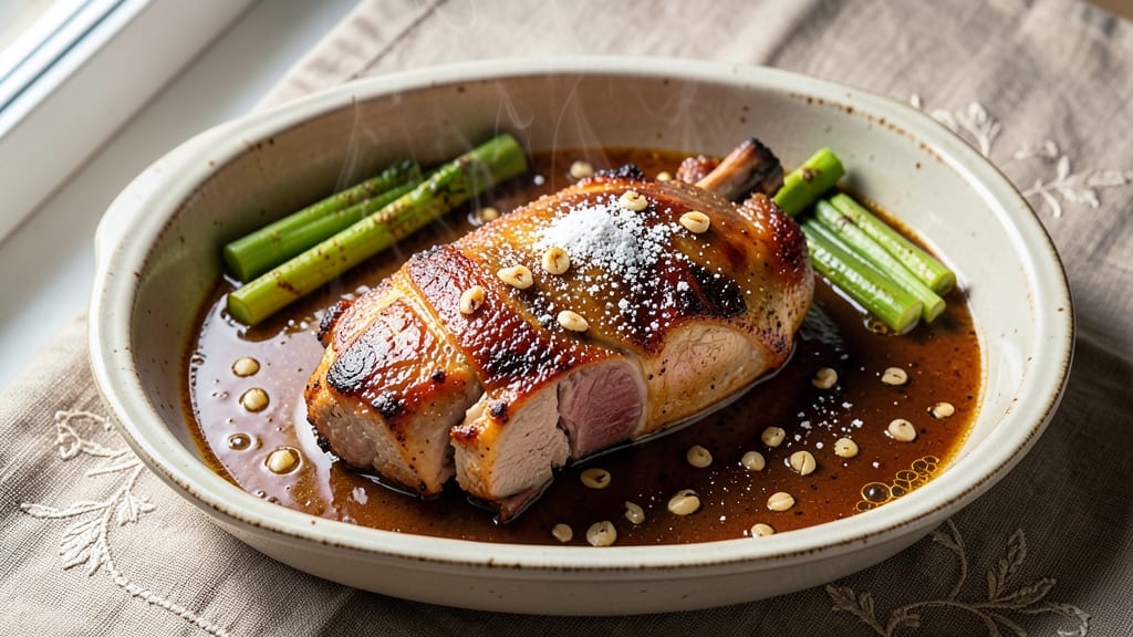 4-Pound Pork Roast Recipe: Celery Crown Crunch Over Smoky Garlic Gravy